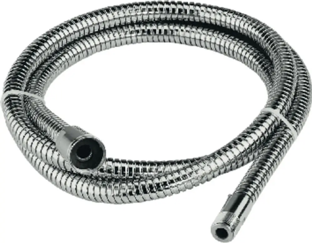 Schlauch aus glänzendem Material mit flexibler Konstruktion, geeignet für Dusche. Erhältlich von Ideal Standard für Anschluss an Brausekopf und Wasserleitung.